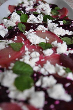 Roast beetroot with Llewellyns Balsamic Vinegar and Knockalara sheeps cheese